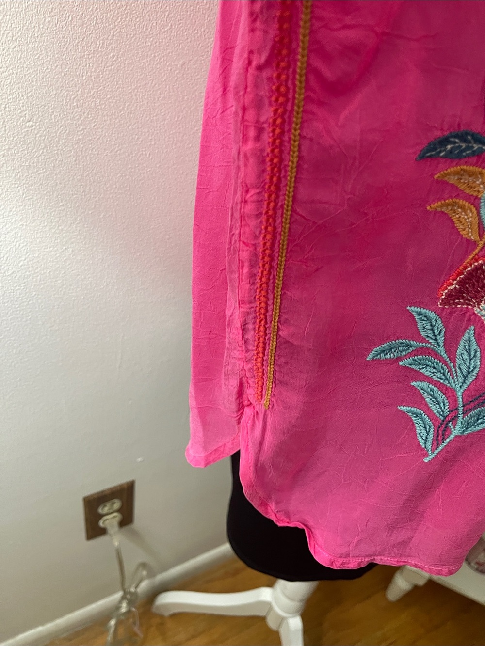 Johnny Was Hot Pink Embroidered Button-Down Shirt - Picture 11 of 11
